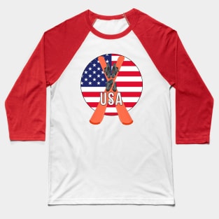 Cool Ski Flag of USA Baseball T-Shirt